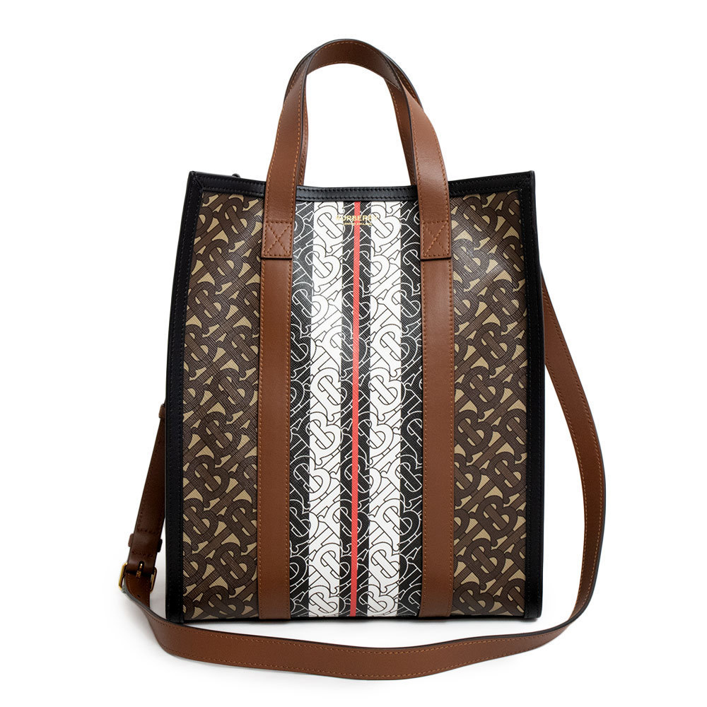 Burberry SM NS BOOK TOTE Crossbody Canvas Bridle Brown